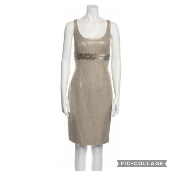 Carmen Marc Valvo Dresses & Skirts - Carmen Marc Valvo Metallic Embellished Sheath Dress Size 6